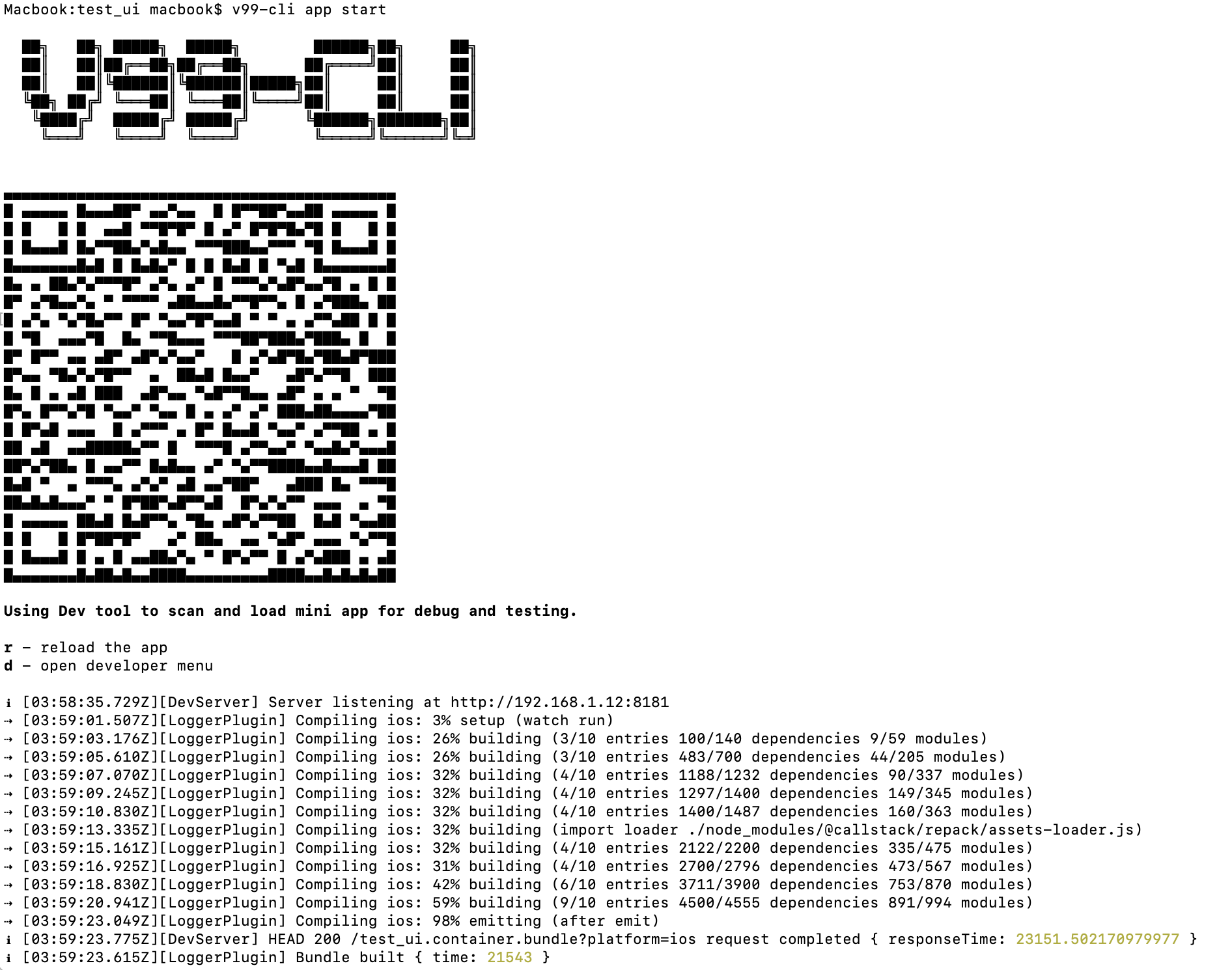 v99-cli app start